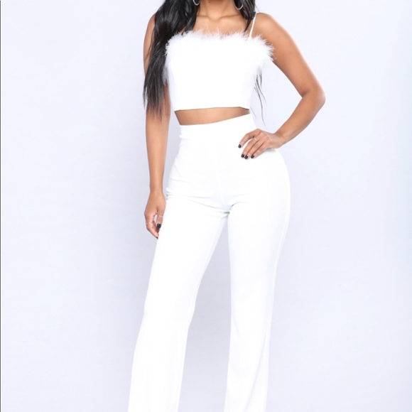 white two piece pant set